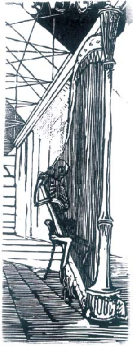 Kulisy (fragment, śmierć grająca na harfie) 1998r.